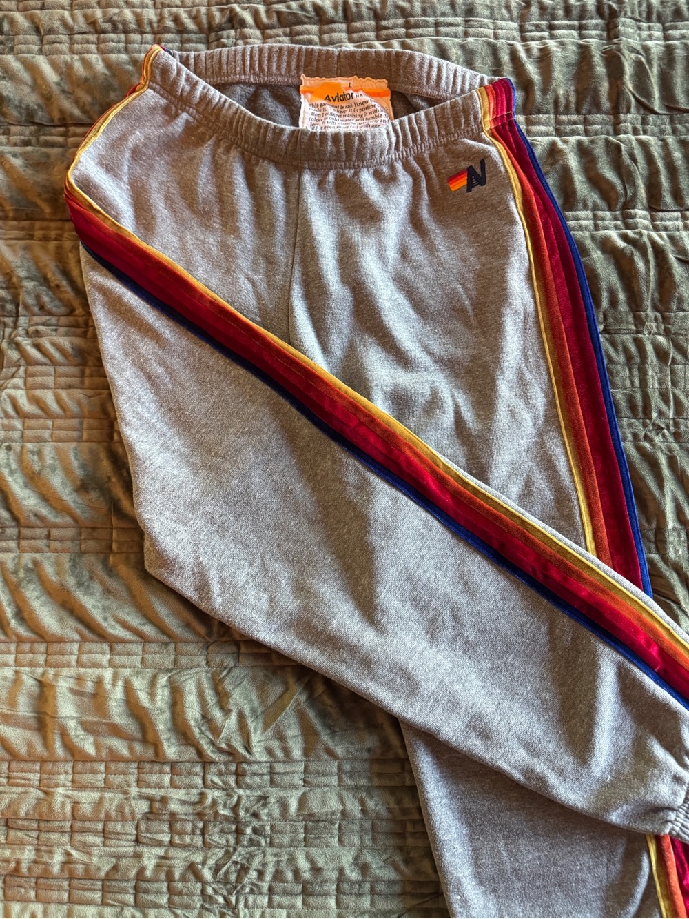 AVIATOR NATION Velvet Rainbow Sweat Pants Rare Style Size L